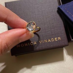 Monica Vinader 18kt gold vermeil on sterling silver siren whiteTopaz ring 💍 rare
